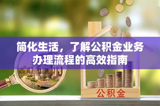 吴川简化生活，了解公积金业务办理流程的高效指南