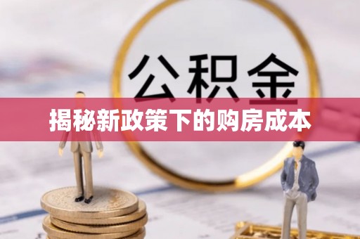 吴川揭秘新政策下的购房成本